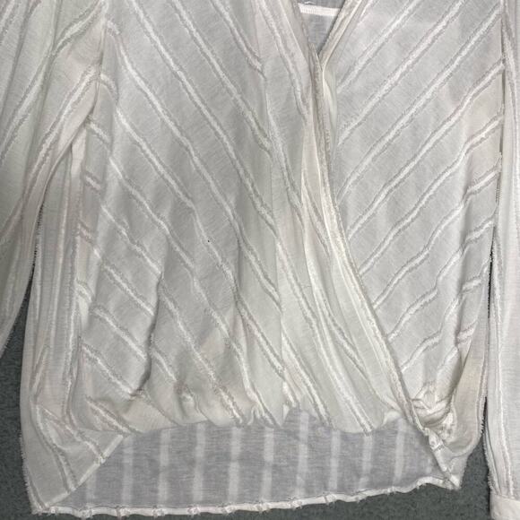 Maeve Anthropolgie Audre textured top long sleeve button cuff minimalist vneck M - Picture 6 of 13